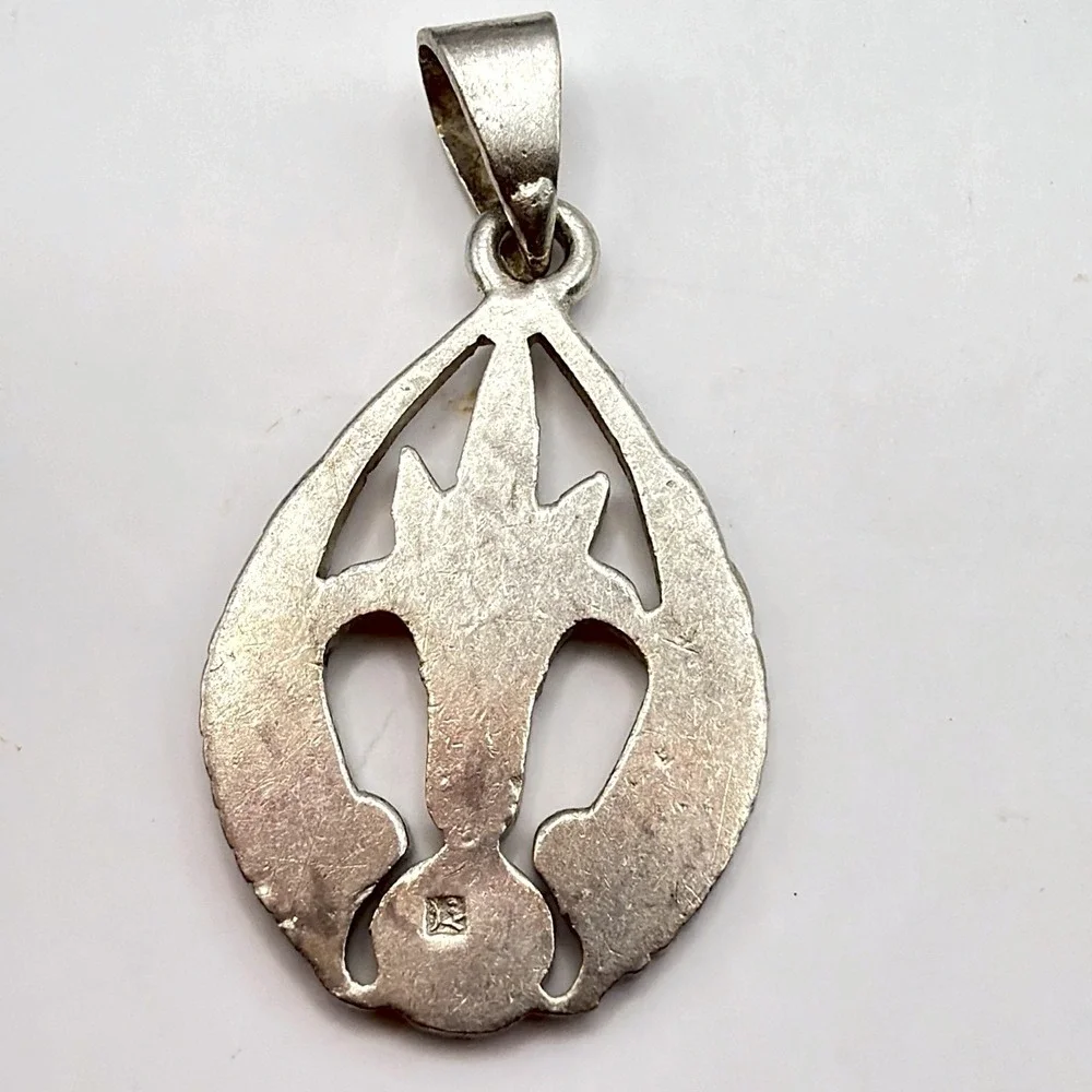 Antique Victorian Egyptian Silver Lilly Flower Serpents Pendant Hallmarked